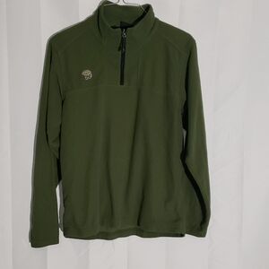 Mountain Hardwear Mens Micro Grid Green Quarter-Zip Pullover Med Logo Base Layer